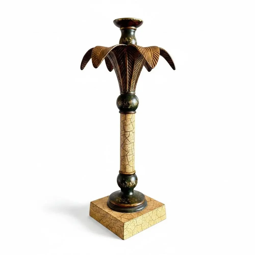 Vintage Palm Tree Candlestick-Hollywood Regency-Palm Beach-Taper Holder-Tropical